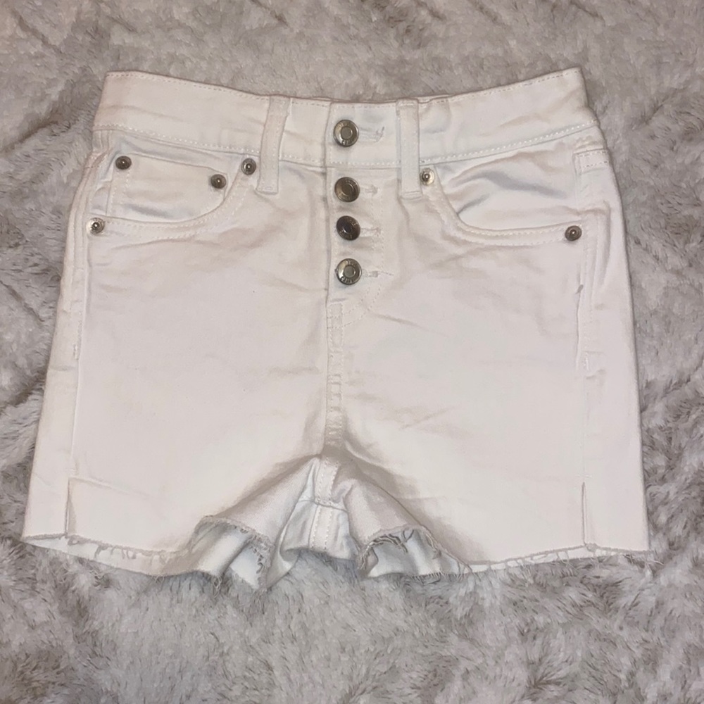 Girls high waist white shorts